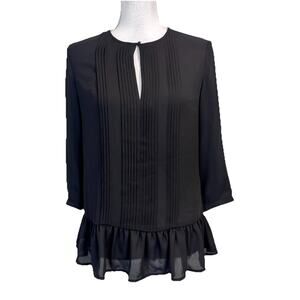 Banana Republic Blouse Top size Extra Small Sheer Black Peasant Boho Career